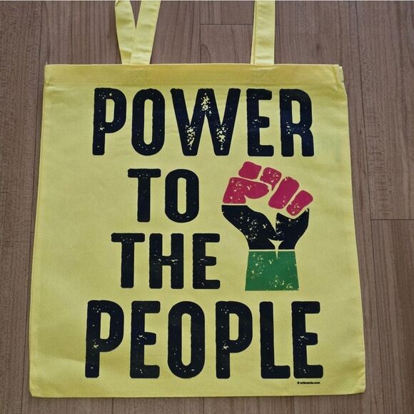✊ Power to the People Tote Bag – Yellow Canvas Black Pride Statement Gift - Picture 2 of 3